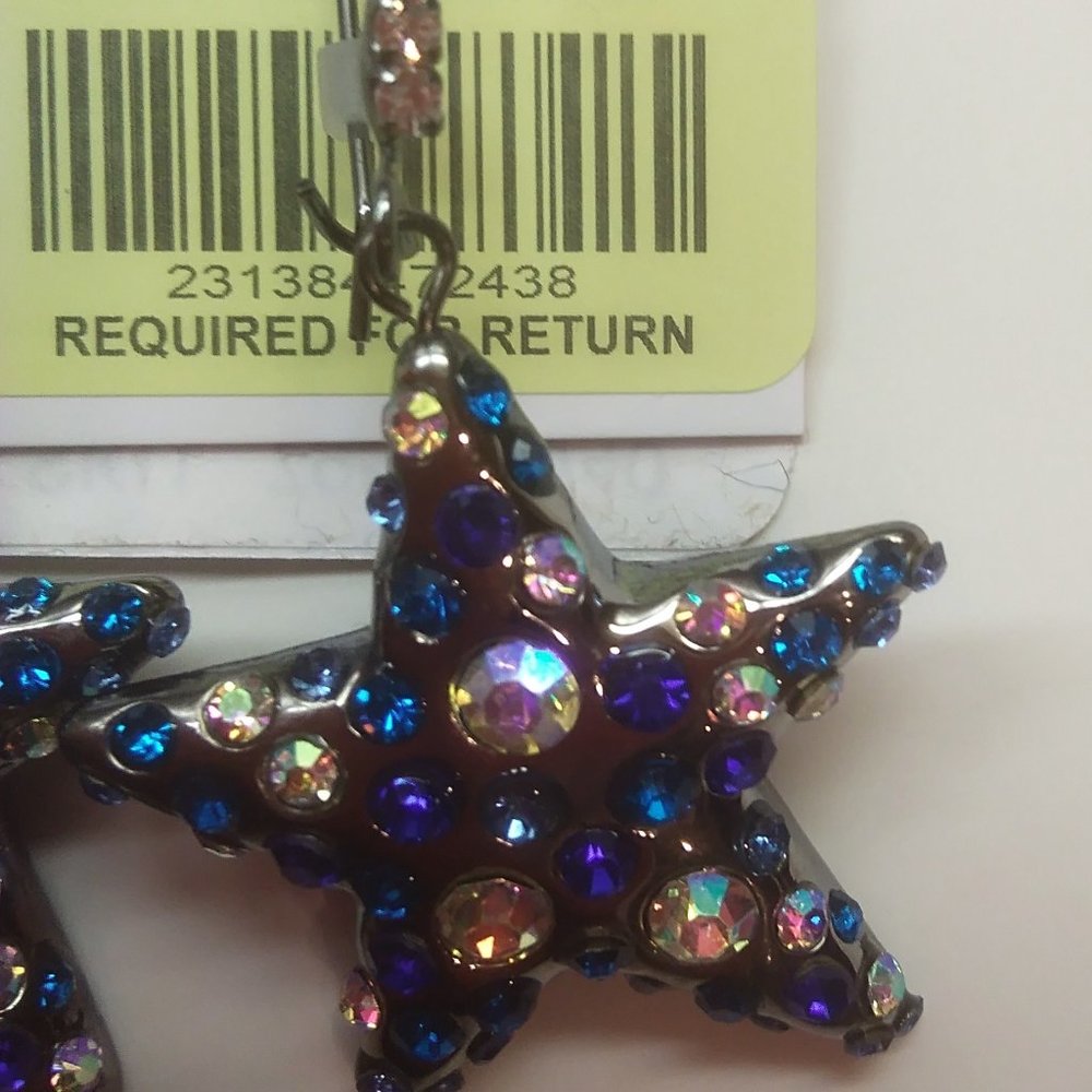 Betsey Johnson New Black Star Earrings - Picture 2 of 3